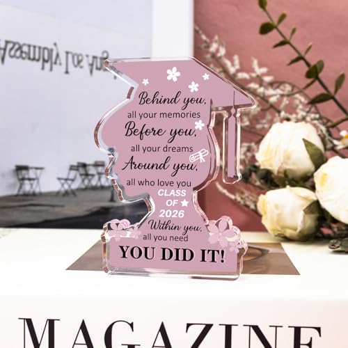 YINSSA 2026 Graduation Acrylic Plaque - Personalized Inspirational Gift for Her & Him