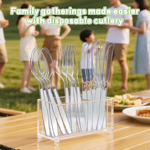 Fracurs 120 Count Heavy Duty Plastic Forks, 7.1" Premium Disposable Cutlery