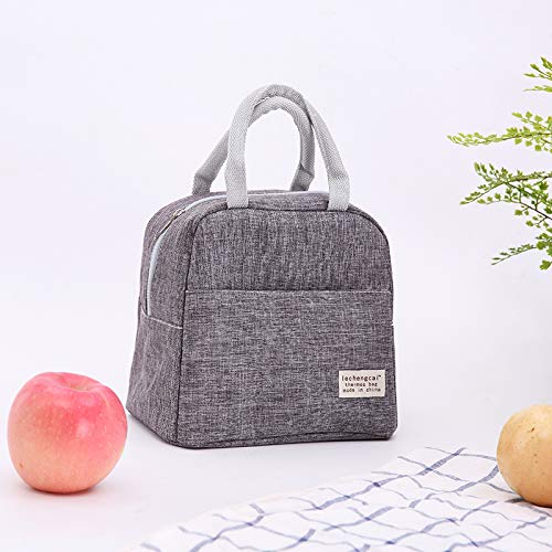 MINI LOP Insulated Lunch Tote Bag - Durable Oxford Cooler for Work & School, Gray