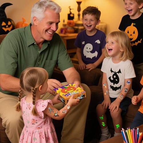 EMOME 192 Pcs Luminous Halloween Temporary Tattoos for Kids Party Favors
