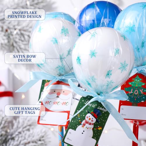 Simgoing Christmas Lollipop Gift Kit - Light Blue, Dark Blue & White Classroom Party Favor, 96 Pieces
