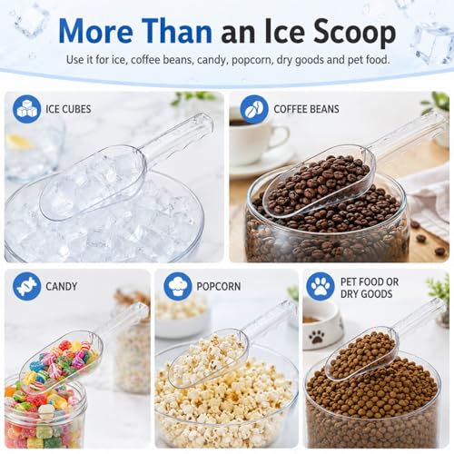 12 oz Clear Plastic Ice Scoop for Freezer, Ice Maker and Dry Food Bin