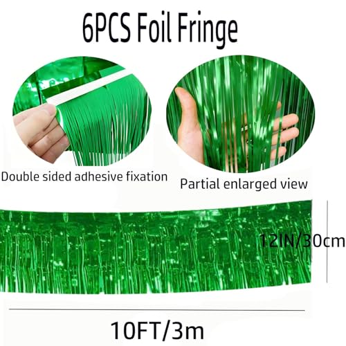 Green and Red Foil Fringe Garland 6Pcs 10 Feet Party Decor for Christmas Wedding Parade