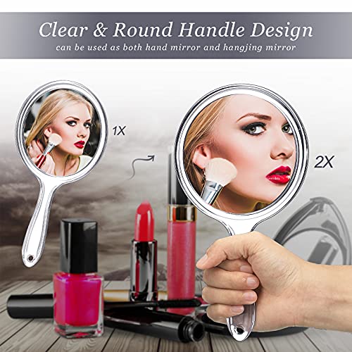 Jetec Double-Sided Handheld Makeup Mirror with 1X/2X Magnification