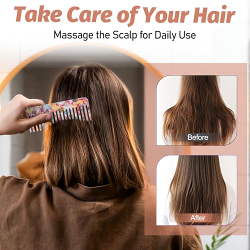 Larrel 2PCS Tortoiseshell Wide Tooth Acetate Hair Combs for Detangling