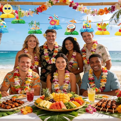 Hawaiian Luau Party Decorations 9 Pcs - Hawaii Theme Centerpieces Set