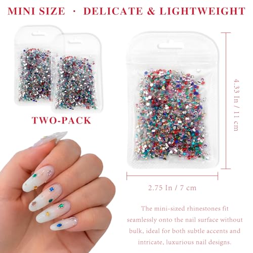 Gmlawsc 2000 PCS Crystal Nail Rhinestones Set Flatback 3D Gems for DIY Manicure