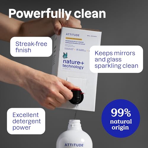 BIO SPECTRA ATTITUDE Glass & Window Cleaner Spray 27 fl oz Pack of 3 - Streak-Free, Ammonia-Free, EWG Verified Citrus Zest Scent