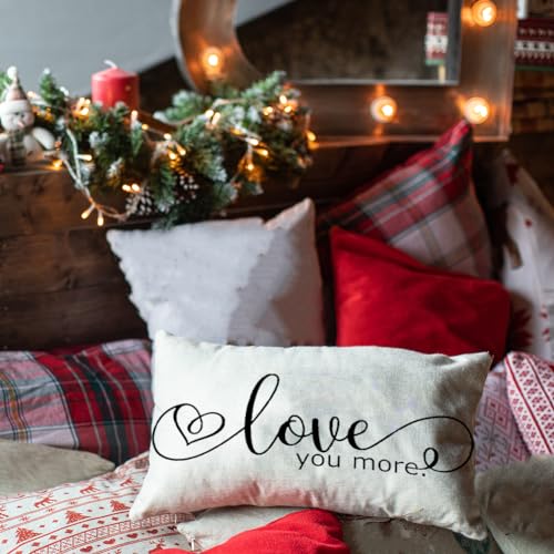 Valentine's Day Love You More Throw Pillow Cover 12x20 Inch Sofa Cushion Case