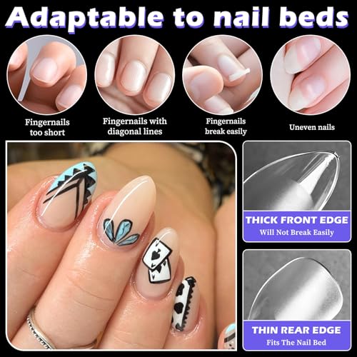 Short Stiletto Gel Nail Tips 240pc Clear Full Cover Press On Nails