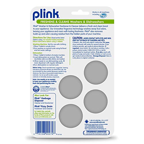 Plink 9024 Washer & Dishwasher Freshener Cleaner Pack of 4 - Lemon Scent