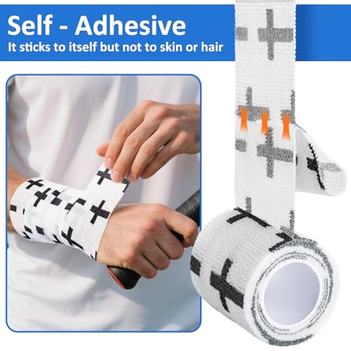8PCS Christian Athletic Tape Faith Cross Wrist Tape, 2in x 15ft Elastic &Self-adhering, Halloween Church Jesus Religious Sports Wrap, Latex-Free Non Woven Self Adhesive Bandage for Soccer Baseball