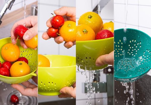 ASEANAO Heavy Duty 6 Inch Mini Food Colander with Double Handles for Fruit Vegetable BPA Free (Transparent green)