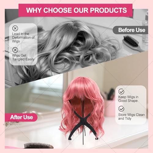 Portable Wig Stand Tripod 2 Pack - Black Collapsible Holder for Styling, Drying and Storage