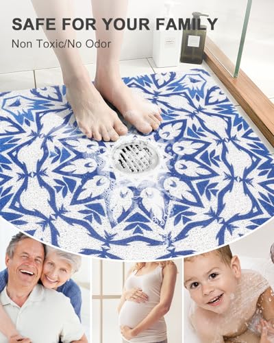 Non-Slip Shower Mat 24x24 Inch - Soft PVC with Drain Holes