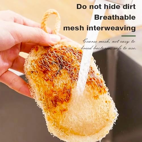 8 Natural Loofah Kitchen Sponges with Hanging Loops for Cleaning