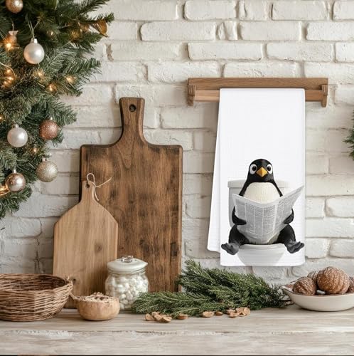 Funny Penguin Hand Towels - 16x24 Inch Bathroom Decor