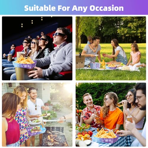 50 Pack Snowflake Paper Food Trays - Disposable Snack Boat for Winter Parties