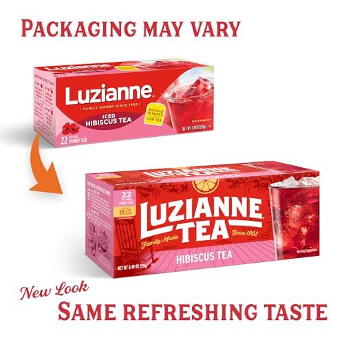 Luzianne Hibiscus Iced Tea Bags, Unsweetened, 22 Count