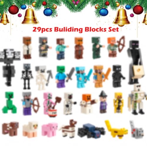 Christmas Advent Calendar Building Block Set with 29 Pieces - 24-Day Holiday Countdown for Kids