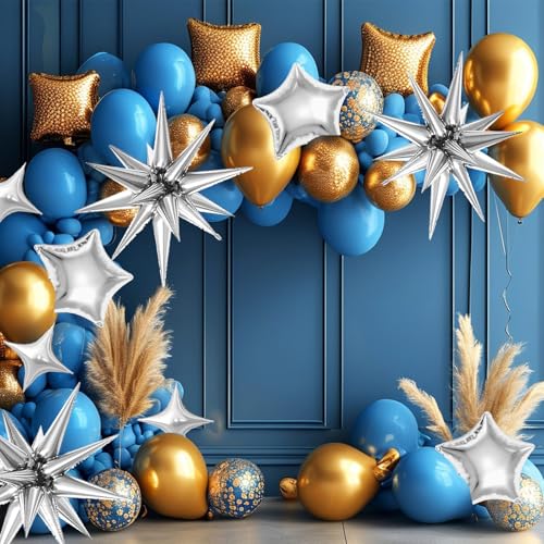 22 Pcs Silver Star Balloons - 22/18/10 Inch Foil Mylar Set
