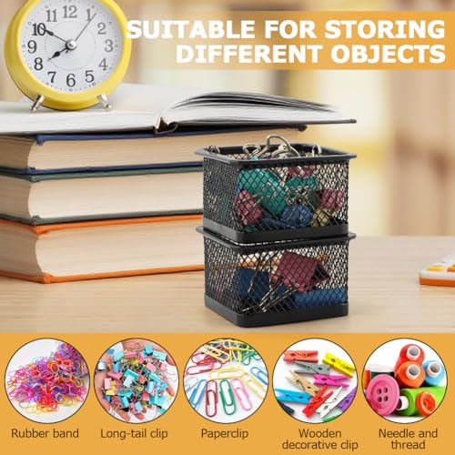 Metal Mesh Paper Clip Holder for Desk - 2pcs Office Organizer Dispenser