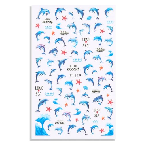 SIMAYKUWA Summer Ocean Nail Stickers Mermaid Dolphin Decals 4 Sheets