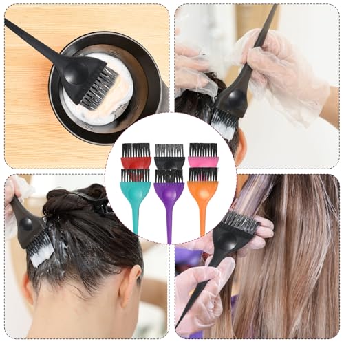 6-Piece Hair Dye Brush Set Professional Color Tint Applicators for Salon and Home Use