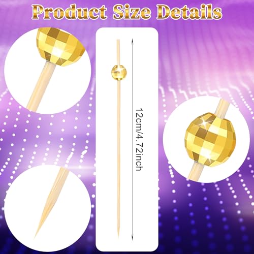 Mabor 100Pcs Gold Disco Ball Cocktail Picks for Appetizers
