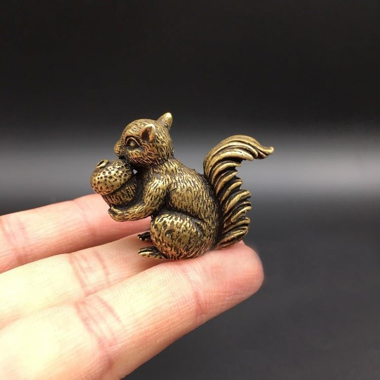 Skiennix Antique Bronze Squirrel & Rabbit Statues - Solid Copper Figurines for Desk Decoration | 2PCS Set