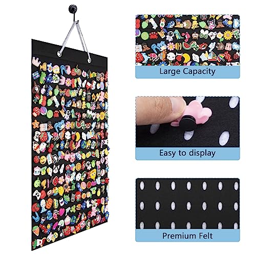 PACMAXI Black Hanging Shoe Charm Organizer with 224 Holes - Large Capacity Wall Mount Storage