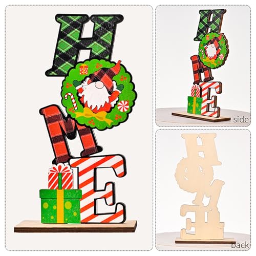 Wooden Christmas Centerpiece Signs Gnome Table Decorations 2Pcs