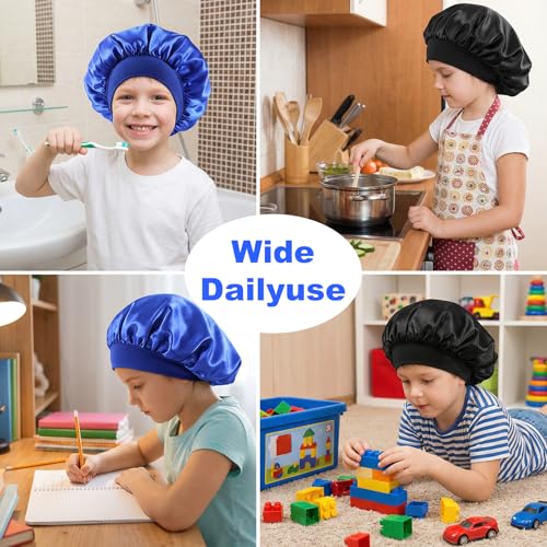 2-Pack Kids Satin Sleep Bonnet with Wide Elastic Band for Curly Hair