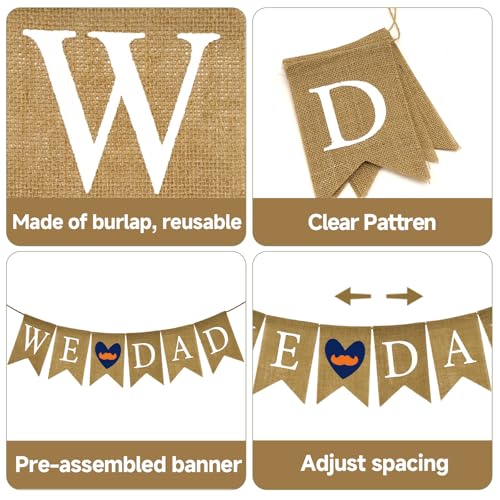 Rustic Happy Father's Day Burlap Banner - We Love Dad Decor