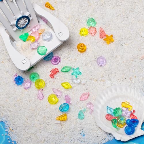 450-Piece Mini Ocean Sensory Bin Filler Kit - Plastic Seashells & Gems