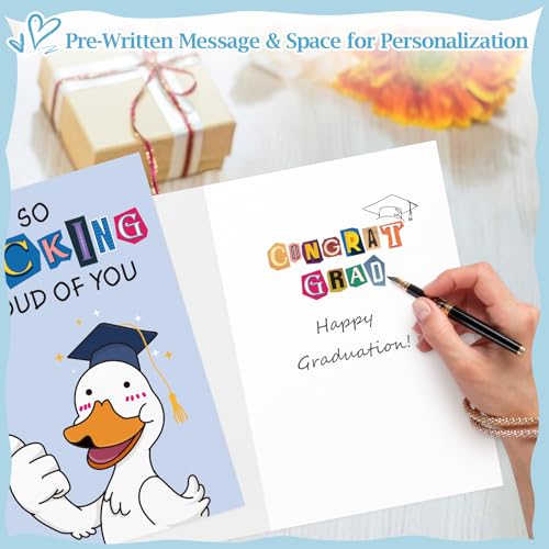 Funny Graduation Card with Duck Design - 5.5"x8" Gift