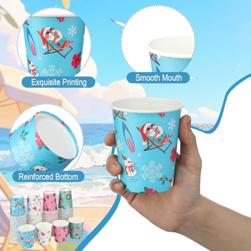 Christmas Disposable Paper Cups - Summer Christmas Style, 100 Pieces