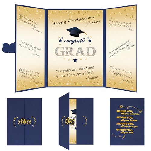 2026 Graduation Guest Book Alternative - Unique Blue Gold Design
