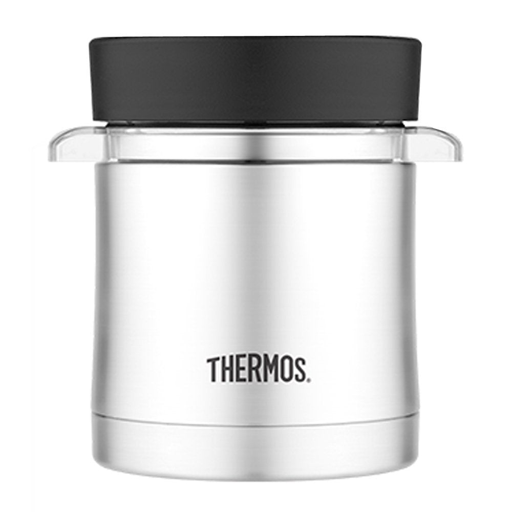 Thermos Food Jar with Microwavable Container, 12-Ounce, Stainless Steel