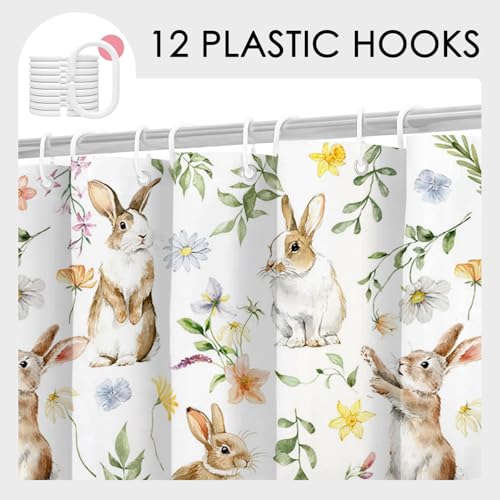 Easter Bunny Shower Curtain, 71x71 inch Waterproof Bathroom Decor