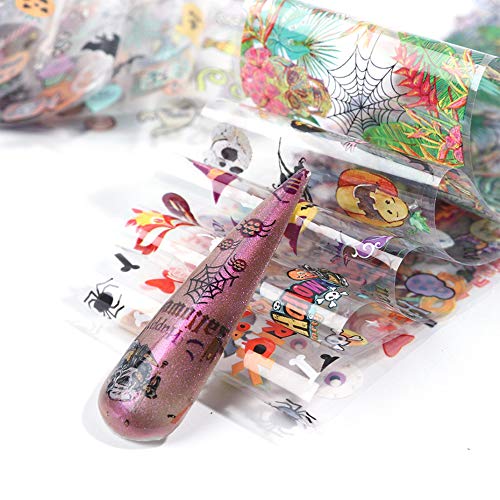 Halloween Nail Art Foil Transfer Stickers Set 10 Pcs Pumpkin Ghost Decals