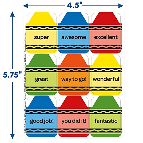 Eureka Crayola Giant Reward Stickers for Kids - 36 Pack
