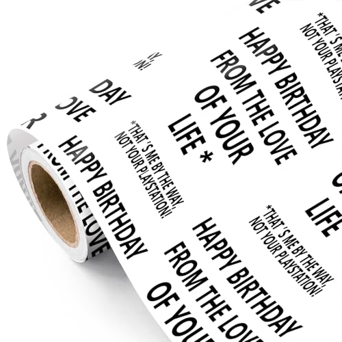 Funny Birthday Wrapping Paper Roll - 17x16.5 Feet for Gamers