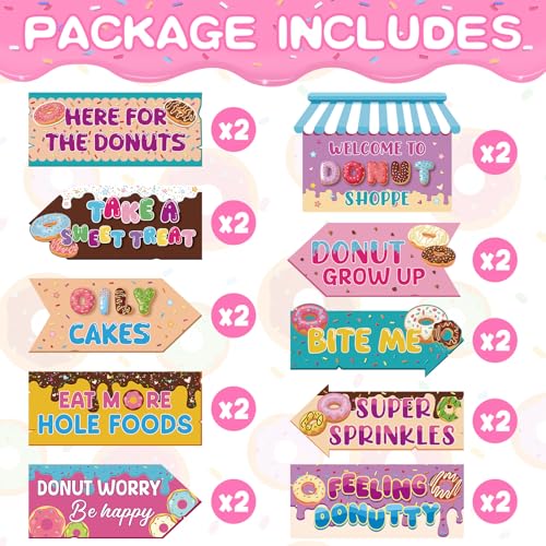 20 Pcs Donut Party Decorations - Directional Signs for Birthdays & Showers