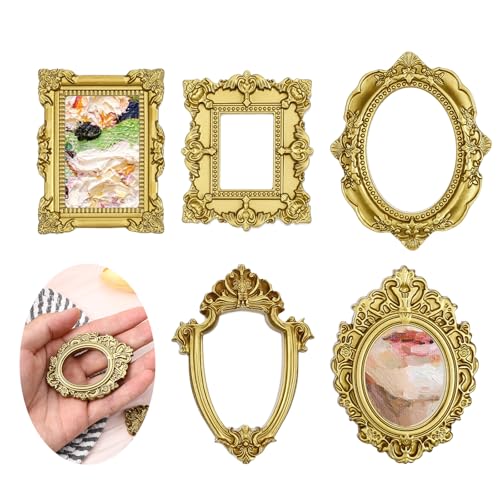 Gjinxi Vintage Mini Gold Baroque Picture Frames - Set of 10
