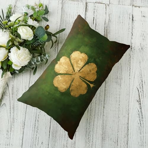 St. Patrick's Day Pillow Cover 12x20 Inch Shamrock Decor