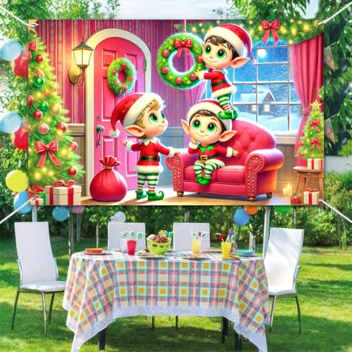 BlissYard Christmas Fireplace Backdrop 71x43 in Holiday Wall Banner