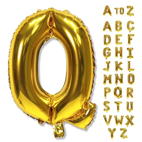 40 Inch Gold Letter Q Balloon - Mylar Self-Inflating Party Decor