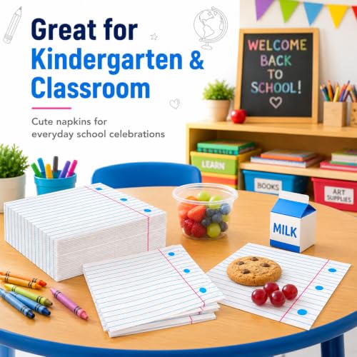 50Pcs Back to School Notebook Paper Napkins - 13x13 Inches