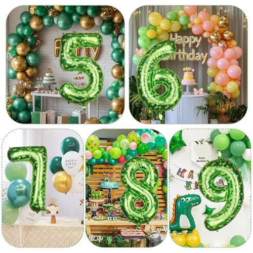 40-Inch Green Pixel Number 5 Foil Balloon for Parties